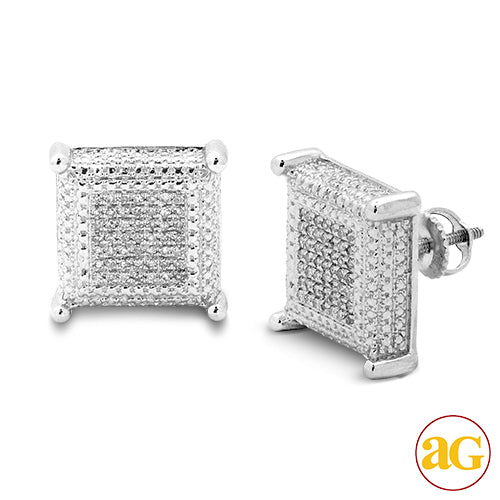 10KW 0.30CTW DIAMOND CUBE EARRINGS 2-TONE