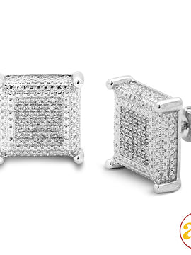 10KW 0.30CTW DIAMOND CUBE EARRINGS 2-TONE