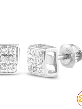 10KW 0.05CTW DIAMOND SQUARE DOME EARRINGS