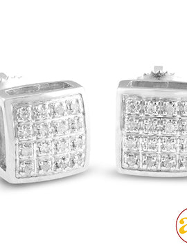 10KW 0.10CTW DIAMOND SQUARE DOME EARRINGS