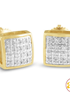 10KY 0.10CTW DIAMOND SQUARE DOME EARRINGS