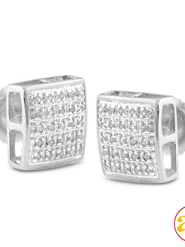 10KW 0.15CTW DIAMOND SQUARE DOME EARRINGS