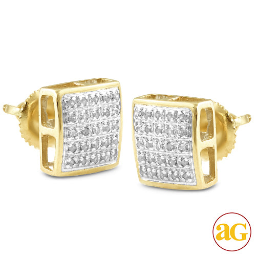 10KY 0.15CTW DIAMOND SQUARE DOME EARRINGS