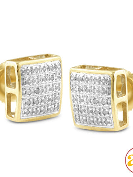 10KY 0.15CTW DIAMOND SQUARE DOME EARRINGS