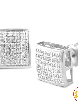 10KW 0.20CTW DIAMOND SQUARE DOME EARRINGS