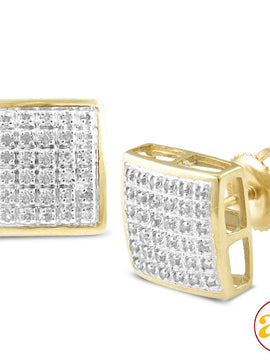 10KY 0.20CTW DIAMOND SQUARE DOME EARRINGS