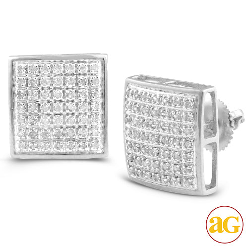 10KW 0.30CTW DIAMOND SQUARE DOME EARRINGS