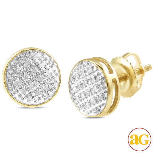 10KY 0.10CTW DIAMOND ROUND DOME EARRINGS