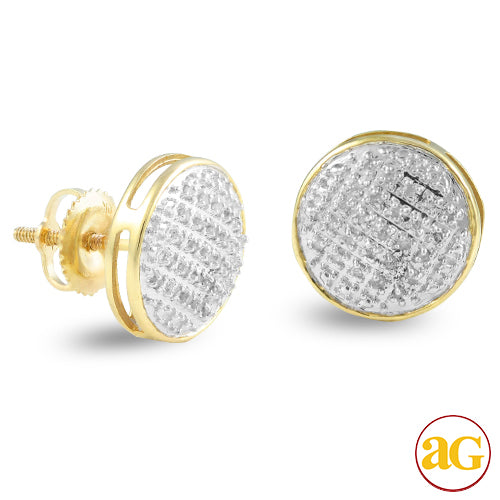 10KY 0.15CTW DIAMOND ROUND DOME EARRINGS