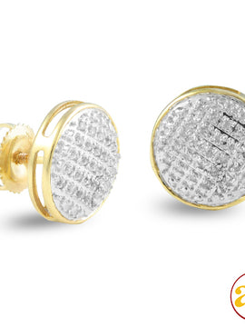 10KY 0.15CTW DIAMOND ROUND DOME EARRINGS