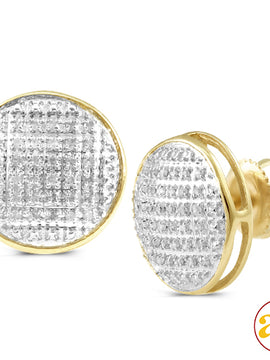 10KY 0.20CTW DIAMOND ROUND DOME EARRINGS