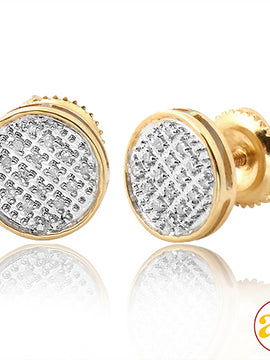 10KY 0.10CTW DIAMOND ROUND FLAT EARRINGS