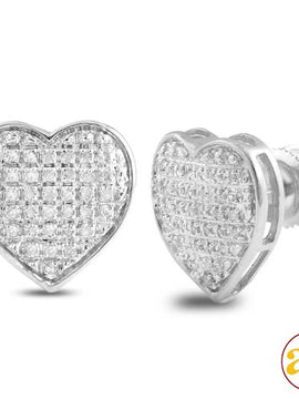 10KW 0.20CTW DIAMOND HEART DOME EARRINGS