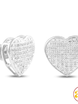 10KW 0.30CTW DIAMOND HEART DOME EARRINGS