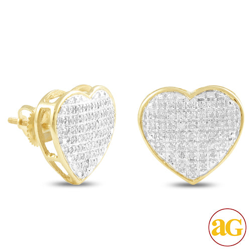 10KY 0.30CTW DIAMOND HEART DOME EARRINGS