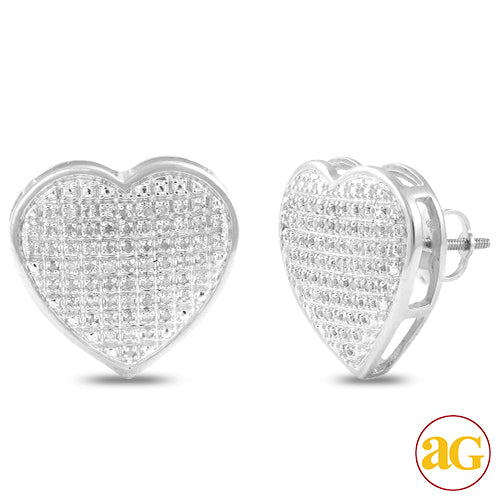 10KW 0.40CTW DIAMOND HEART DOME EARRINGS