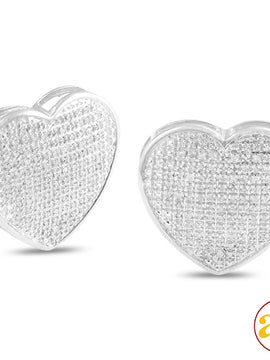 10KW0.75CTW DIAMOND HEART DOME EARRINGS