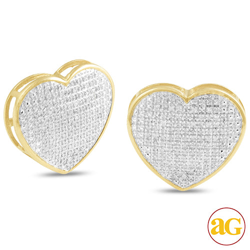 10KY 0.75CTW DIAMOND HEART DOME EARRINGS