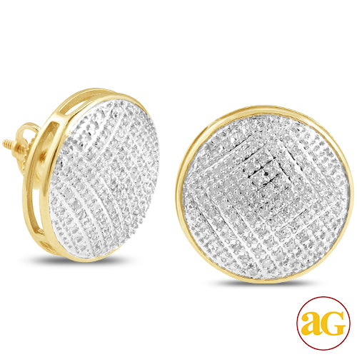 10KY 0.35CTW DIAMOND DOME DISC EARRINGS