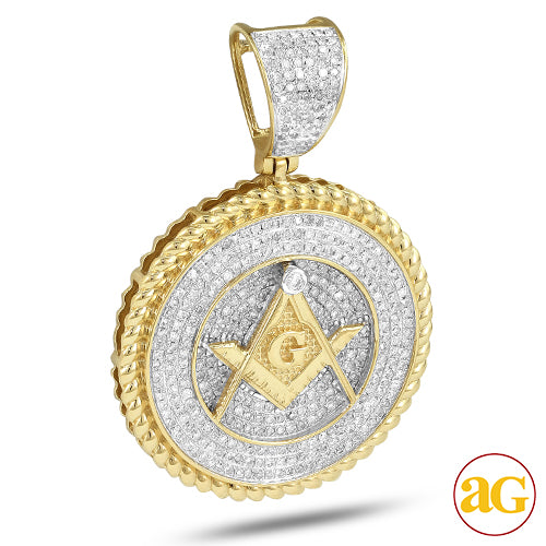 10KY 1.00CTW DIAMOND MASONIC MEDALLION WITH ROPE