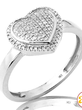 10KW 0.15CTW DIAMOND LADIES MICROPAVE HEART RING