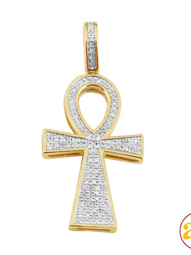 10KY 0.30CTW DIAMOND ANKH CROSS PENDANT