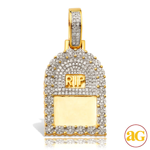 10KY 1.50CTW DIAMOND TOMBSTONE PENDANT - &quot;RIP&quot;