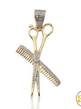 10KY 0.33CTW DIAMOND BARBER SCISSORS AND COMB SET