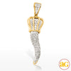 10KY 0.50CTW DIAMOND ITALIAN HORN PENDANT W/PUFFED