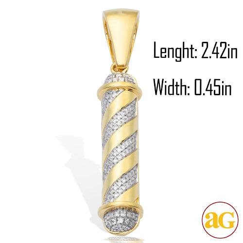 10KY 1.00CTW DIAMOND BARBER POLE PENDANT