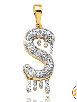 10KY 0.35CTW DIAMOND DRIPPING INITIAL PENDNAT