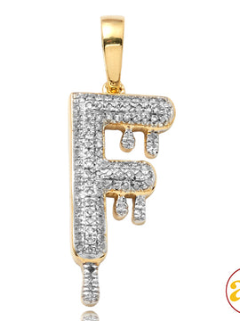 10KY 0.30CTW DIAMOND DRIPPING INITIAL PENDANT