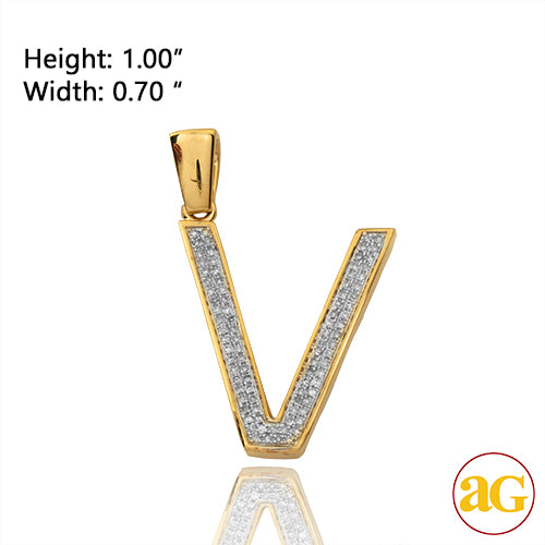 10KY 0.20CTW DIAMOND INITIAL PENDANT - &quot;V&quot;