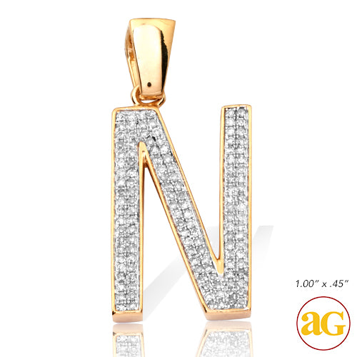 10KY 0.30CTW DIAMOND INITIAL PENDANT - &quot;N&quot;