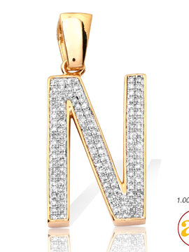 10KY 0.30CTW DIAMOND INITIAL PENDANT - "N"