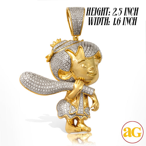 10KY 1.85CTW DIAMOND &apos;BAM BAM&apos; CARTOON PENDANT