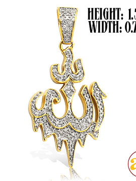 10KY 0.35CTW DRIPPING DIAMONDS ALLAH PENDANT