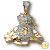 10KY 1.00CTW DIAMOND MONEY BAG PENDANT WITH STACKS