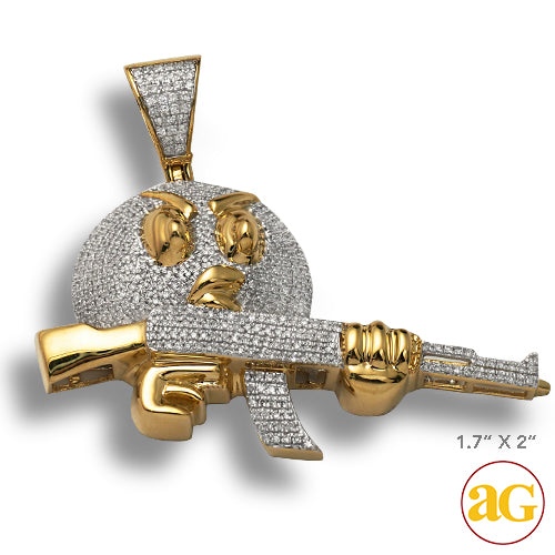 10KY 1.15CTW DIAMOND &apos;ANGRY BIRD&apos; WITH GUN PENDANT