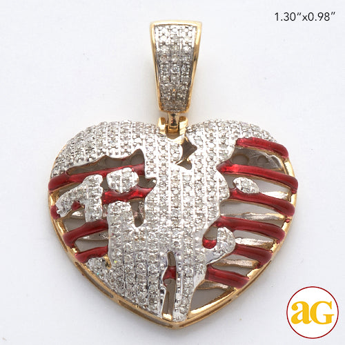 10KY 0.70CTW DIAMOND BROKEN HEART RIBCAGE PENDANT