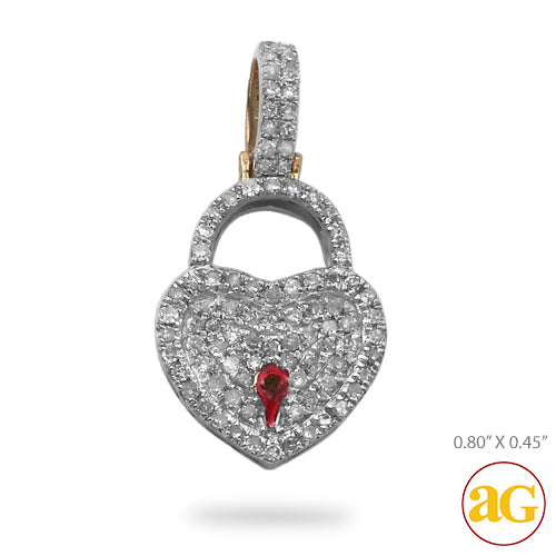 10KY 0.30CTW HEART LOCK DIAMOND PENDENT