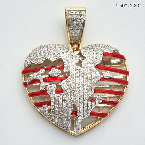 10KY 1.00CTW DIAMOND BROKEN HEART RIBCAGE PENDANT