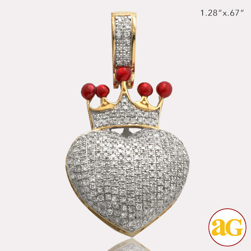 10KY 0.75CTW DIAMOND PUFFED HEART WITH CROWN