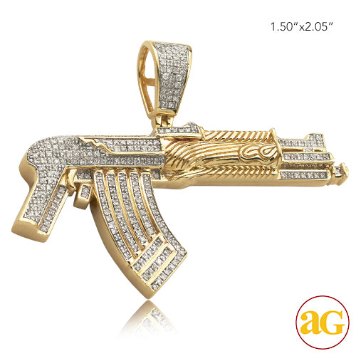 10KY 0.65CTW DIAMOND AK-47 GUN PENDANT