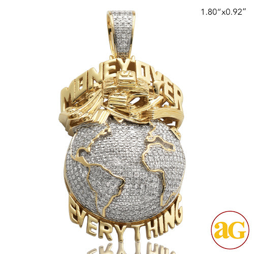 10KY 1.05CTW DIAMOND GLOBE WITH TEXT PENDANT