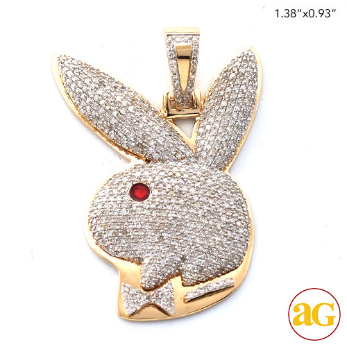 10KY 1.50CTW DIAMOND RABBIT WITH BOWTIE PENDANT