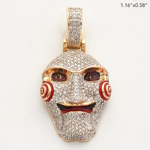 10KY 0.60CTW DIAMOND JIGSAW MASK PENDANT