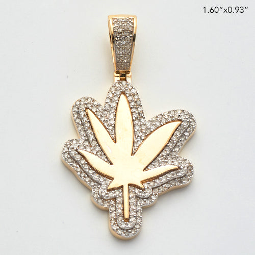 10KY 1.10CTW DIAMOND HERBAL MEDICINE LEAF PENDANT