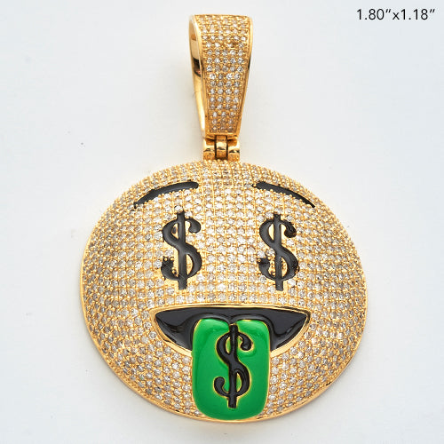 10KY 3.15CTW DIAMOND MONEY FACE EMOJI PENDANT