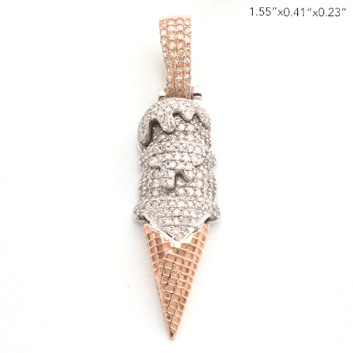 10KR 0.75CTW DIAMOND ICE CREAM CONE PENDANT